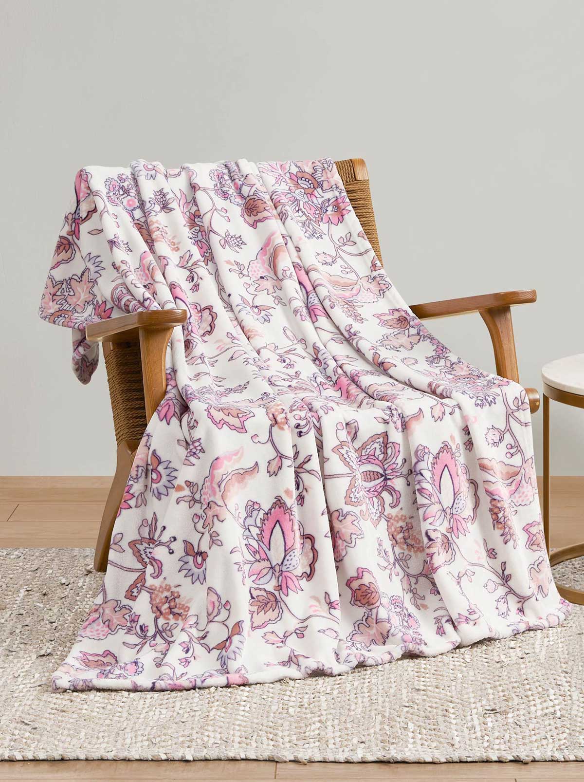Bertha Rose Lilac Plush Throw Blanket