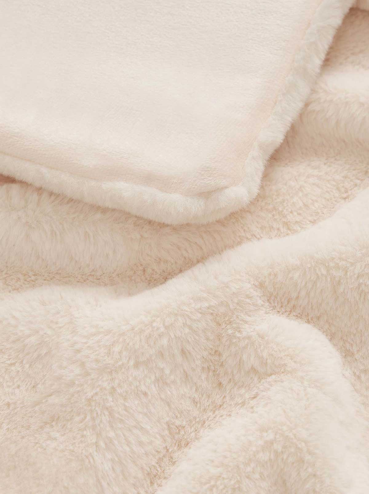 Faux Fur Throw Blanket in Sea Salt