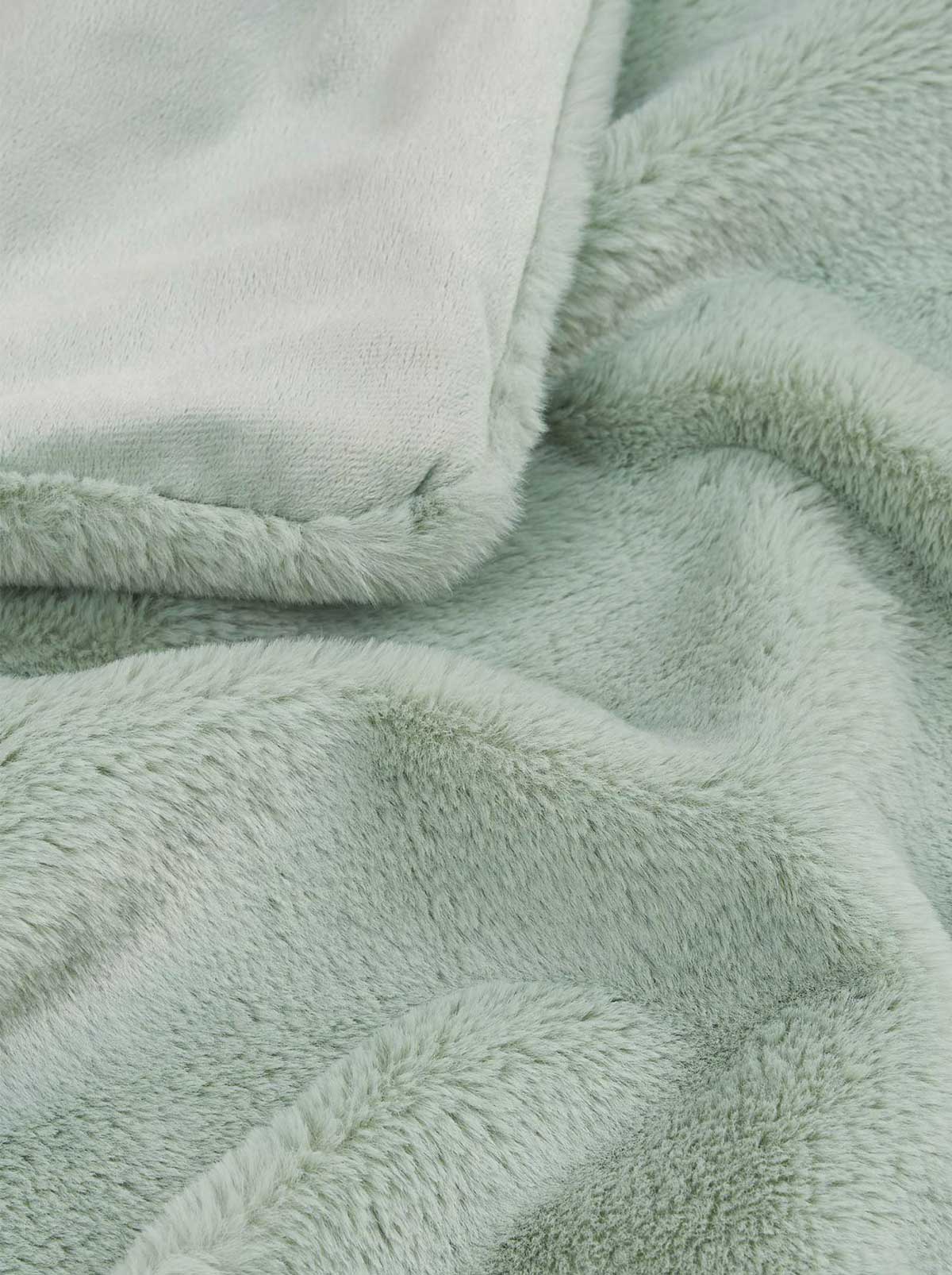 Faux Fur Throw Blanket in Sea Foam Green