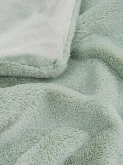 Faux Fur Throw Blanket in Sea Foam Green
