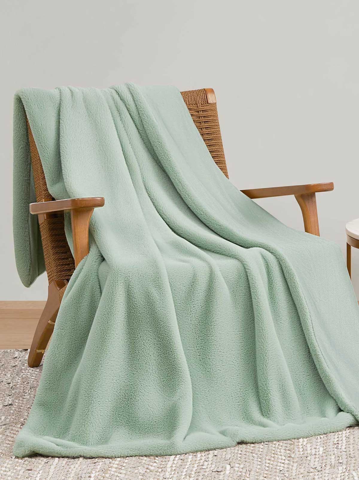 Faux Fur Throw Blanket in Sea Foam Green