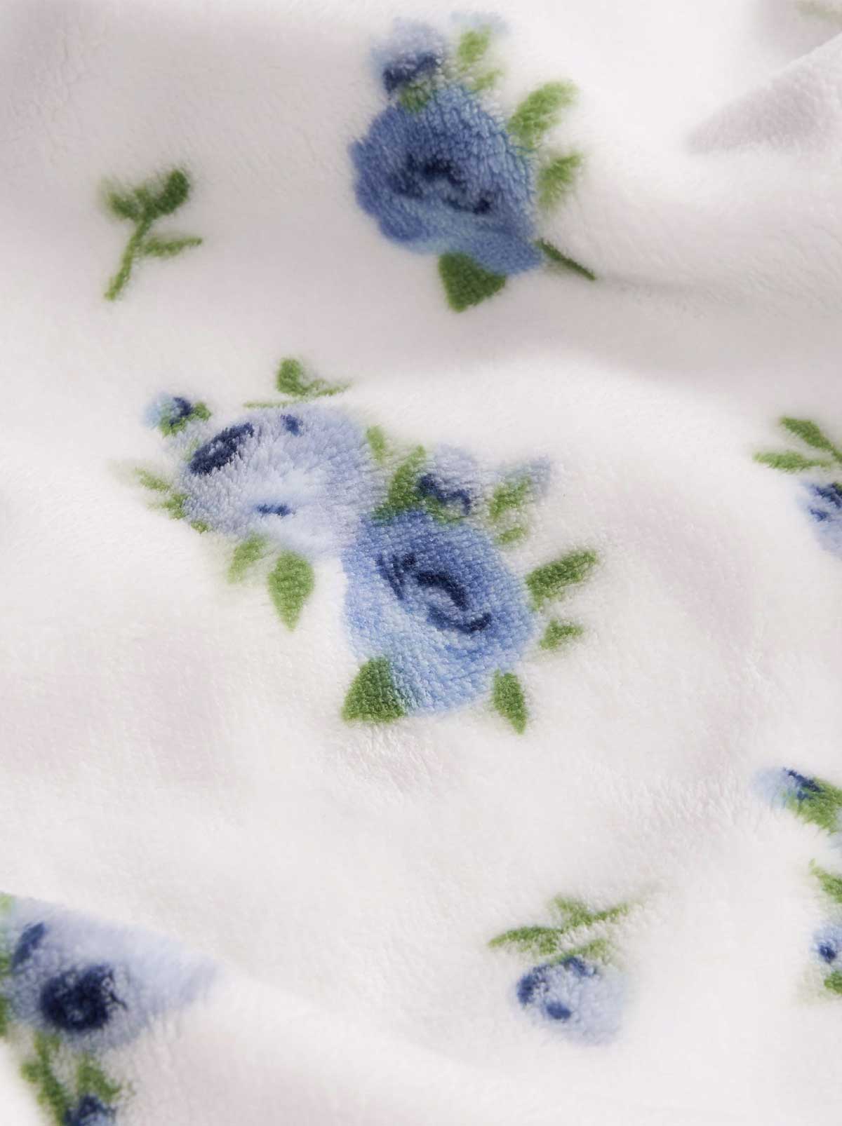 Cottage Rose Blue Plush Throw Blanket