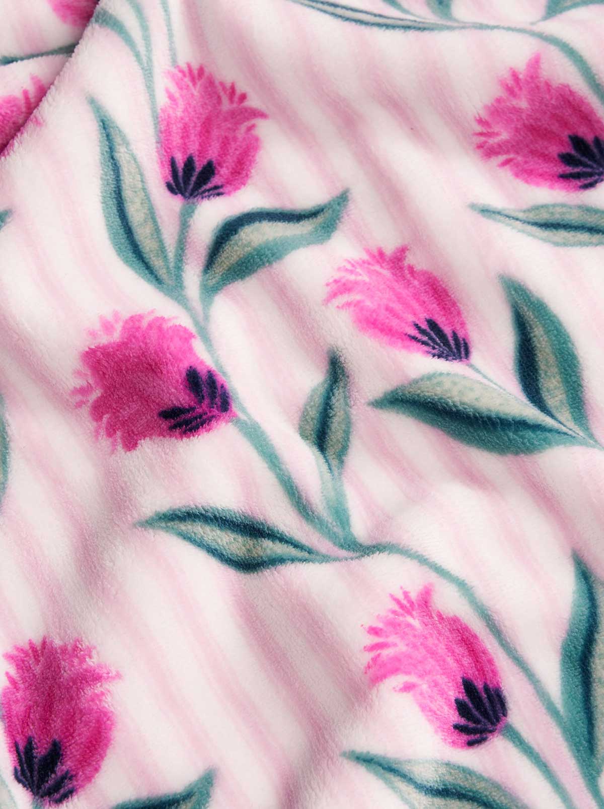 Tulip Stripe Pink Plush Throw Blanket