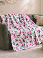 Tulip Stripe Pink Plush Throw Blanket