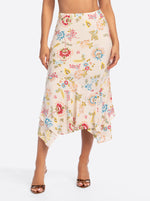 JS Jessica Simpson Nora Bias Skirt in Sandshell Bohemian
