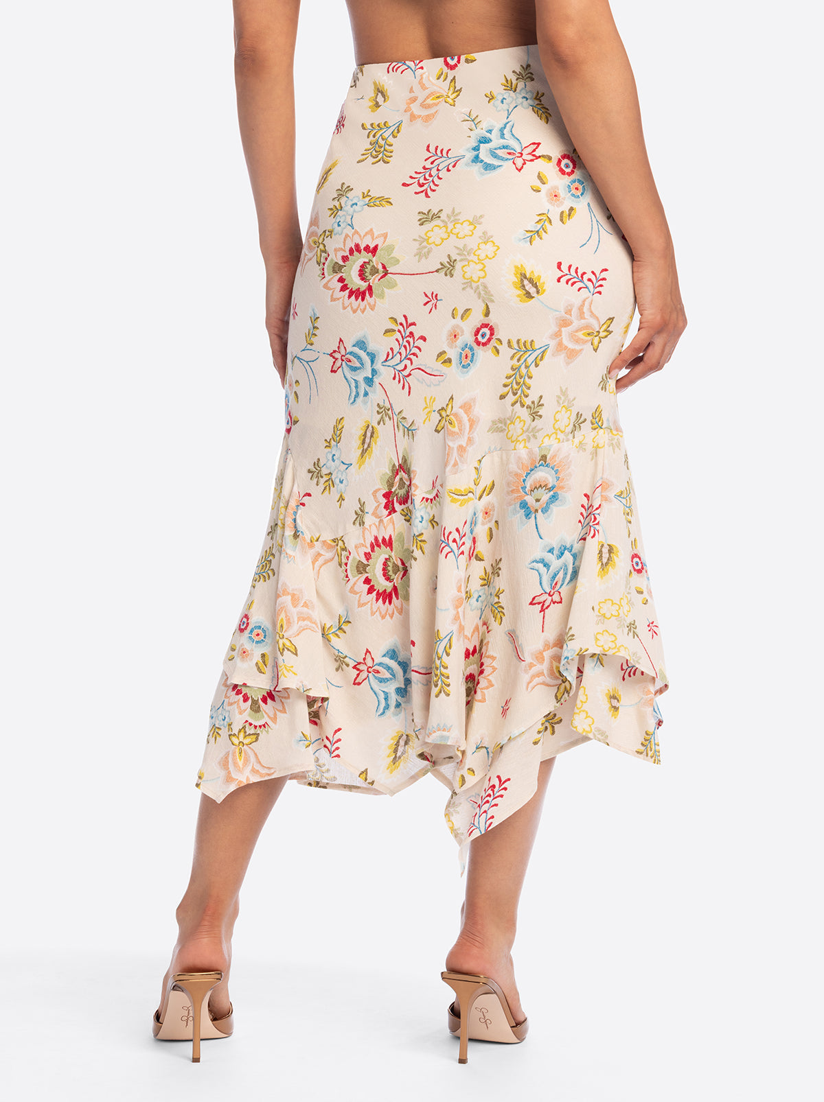 JS Jessica Simpson Nora Bias Skirt in Sandshell Bohemian