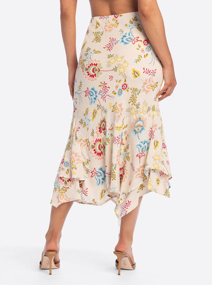 JS Jessica Simpson Nora Bias Skirt in Sandshell Bohemian