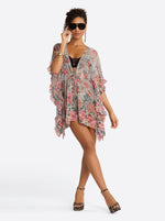 Animal Control Ruffle Cover Up Dress in Rose Multi
