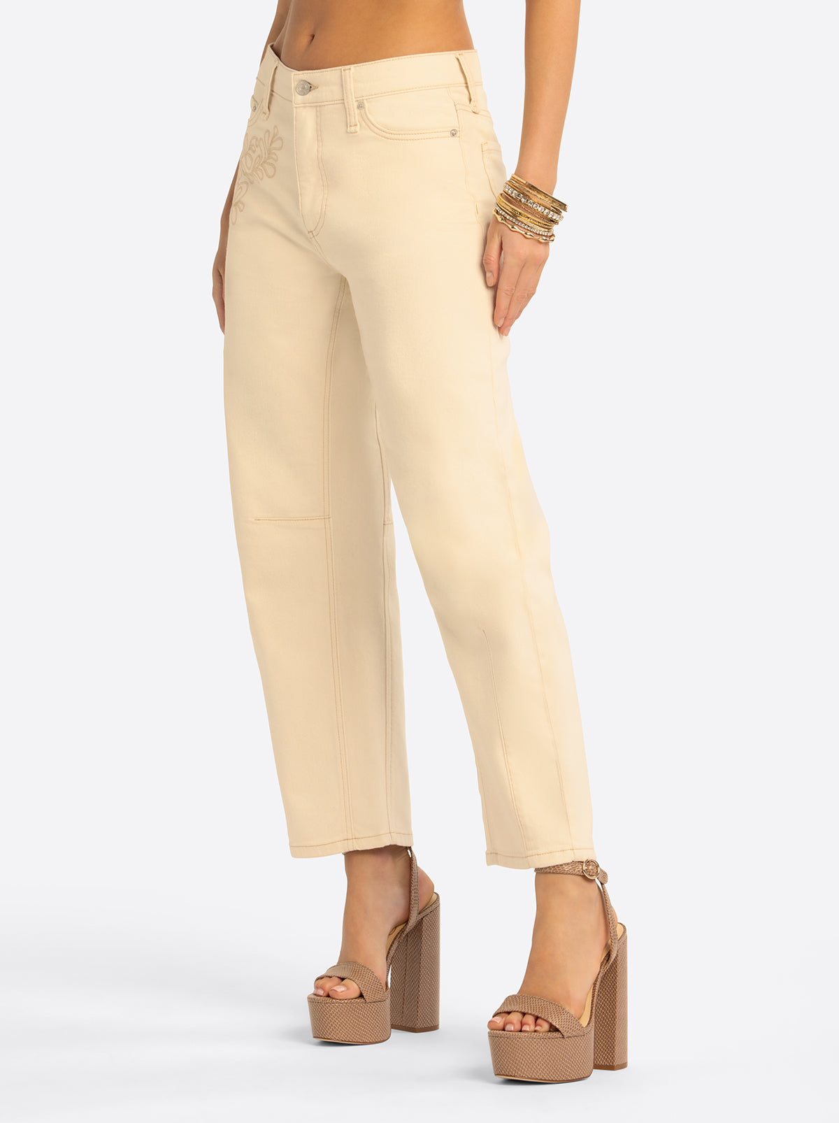 JS Jessica Simpson Austin Darted Barrel Jean in Undyed Natural