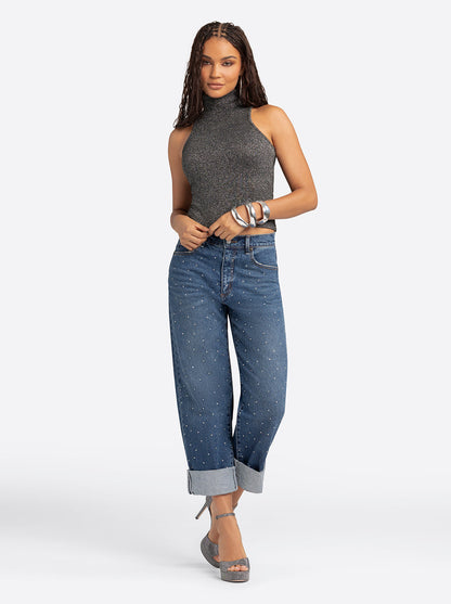 Jessica Simpson 2.0 Asha Shimmer Top in Black