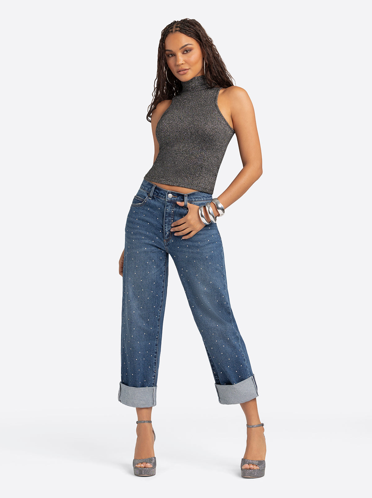 Jessica Simpson 2.0 Embellished Boyfriend Jeans in Thorn