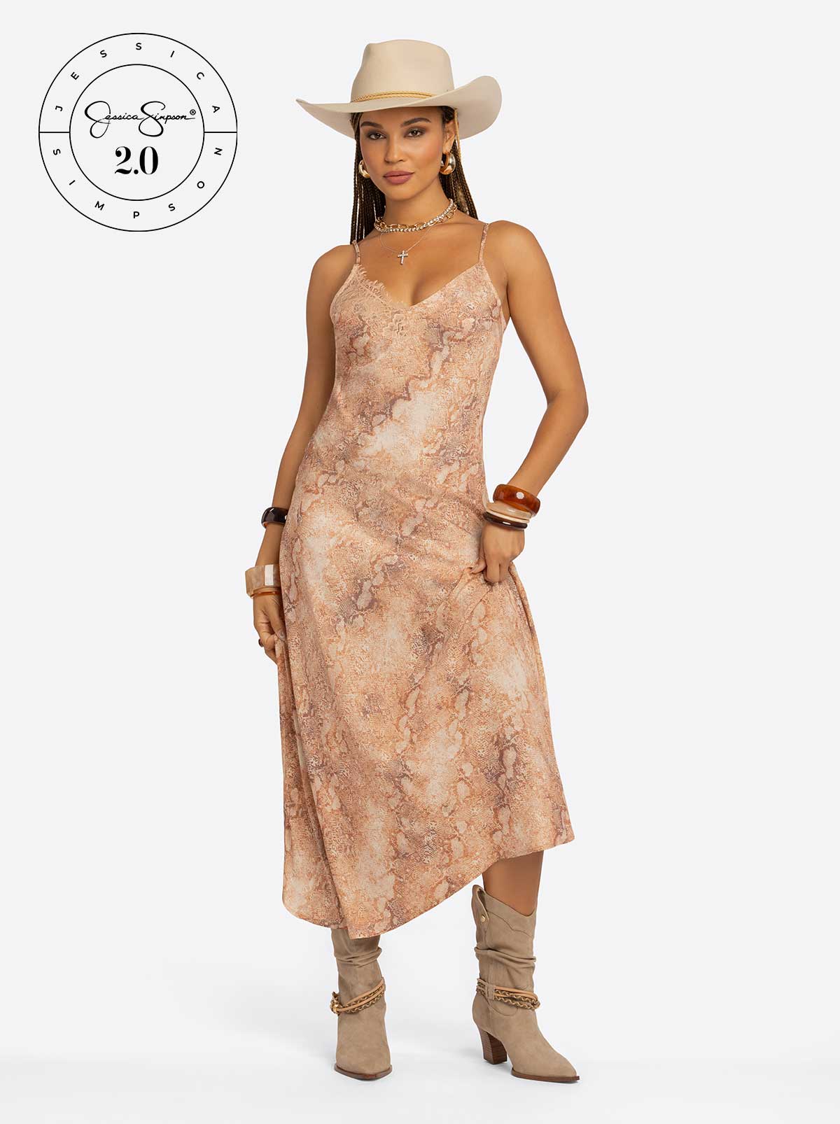 Jessica Simpson 2.0 Blanche Slip Dress in Snake