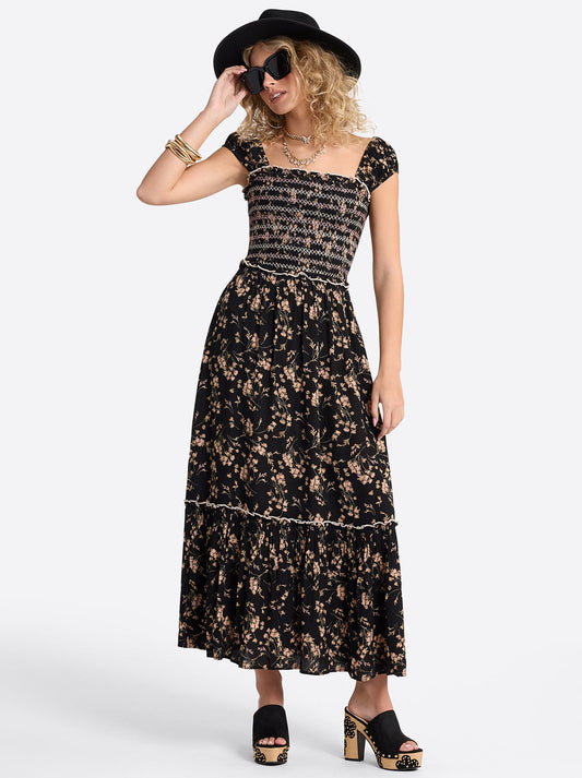 Clarice Maxi Dress in Obsidian Wispy Ditsies