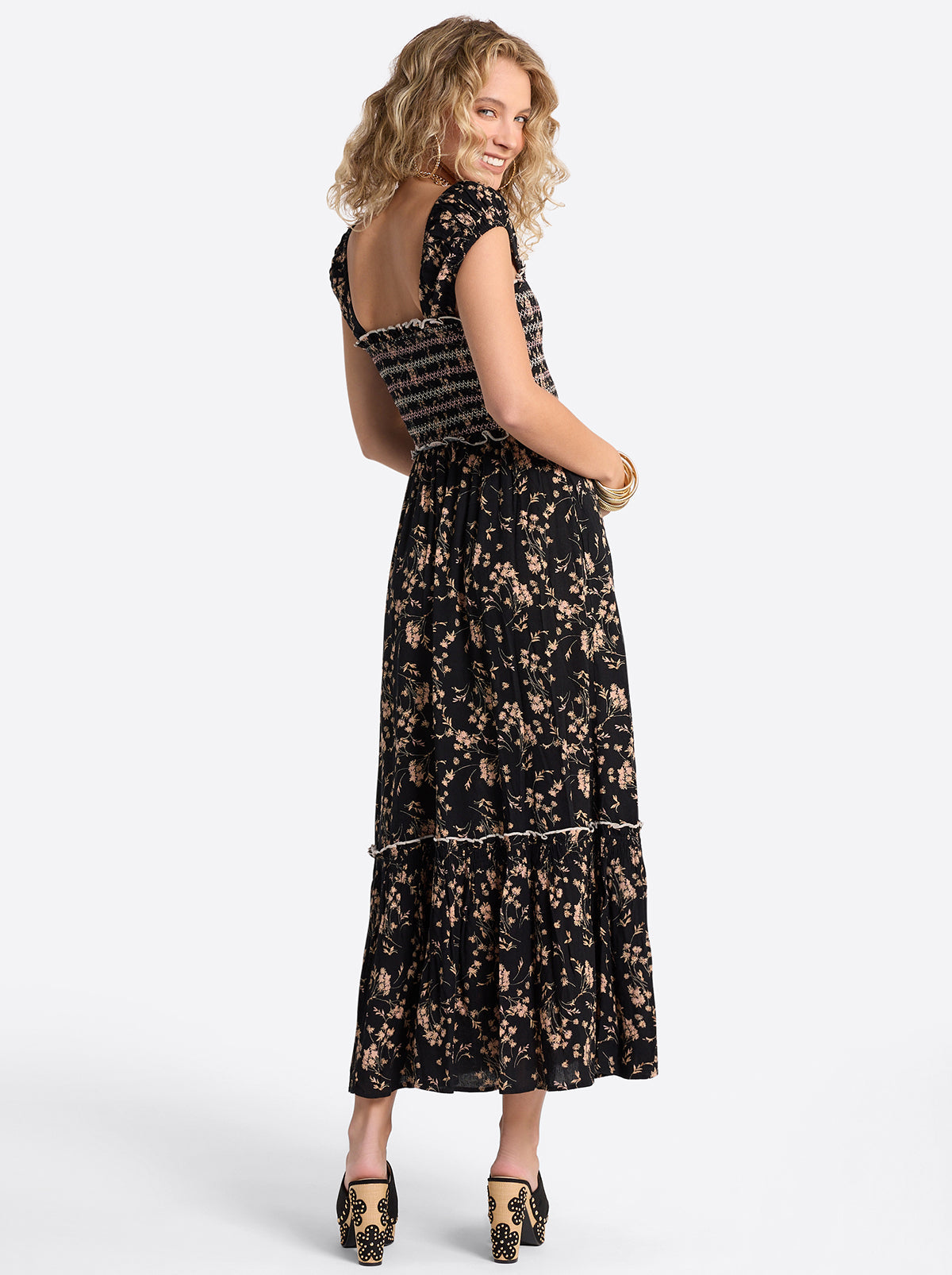 Clarice Maxi Dress in Obsidian Wispy Ditsies