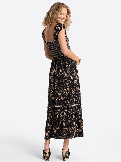 Clarice Maxi Dress in Obsidian Wispy Ditsies