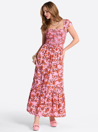 Clarice Maxi Dress in Rosebloom Wild Jacobeans