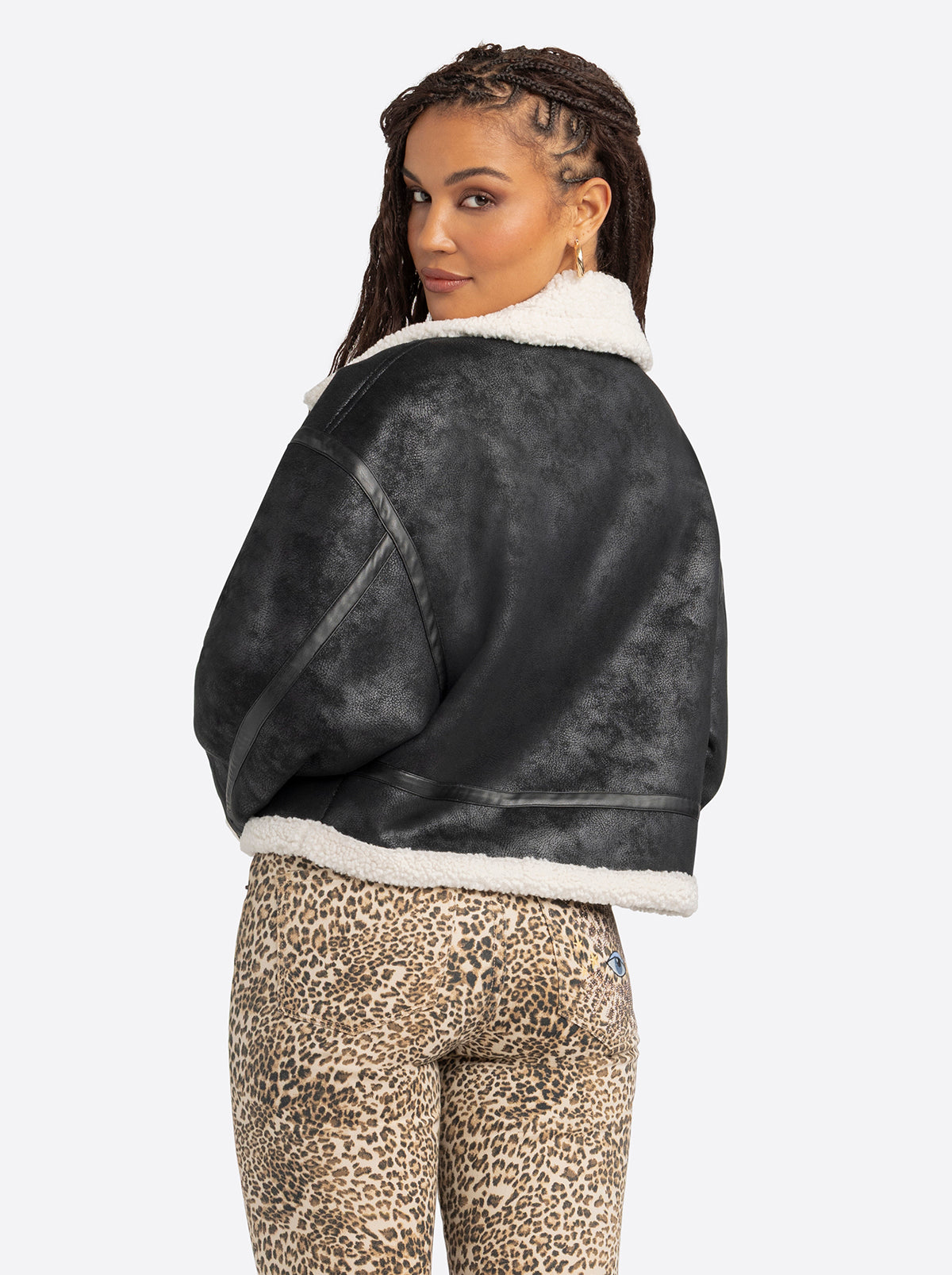 Jessica Simpson 2.0 Claira Sherpa Moto Jacket in Black