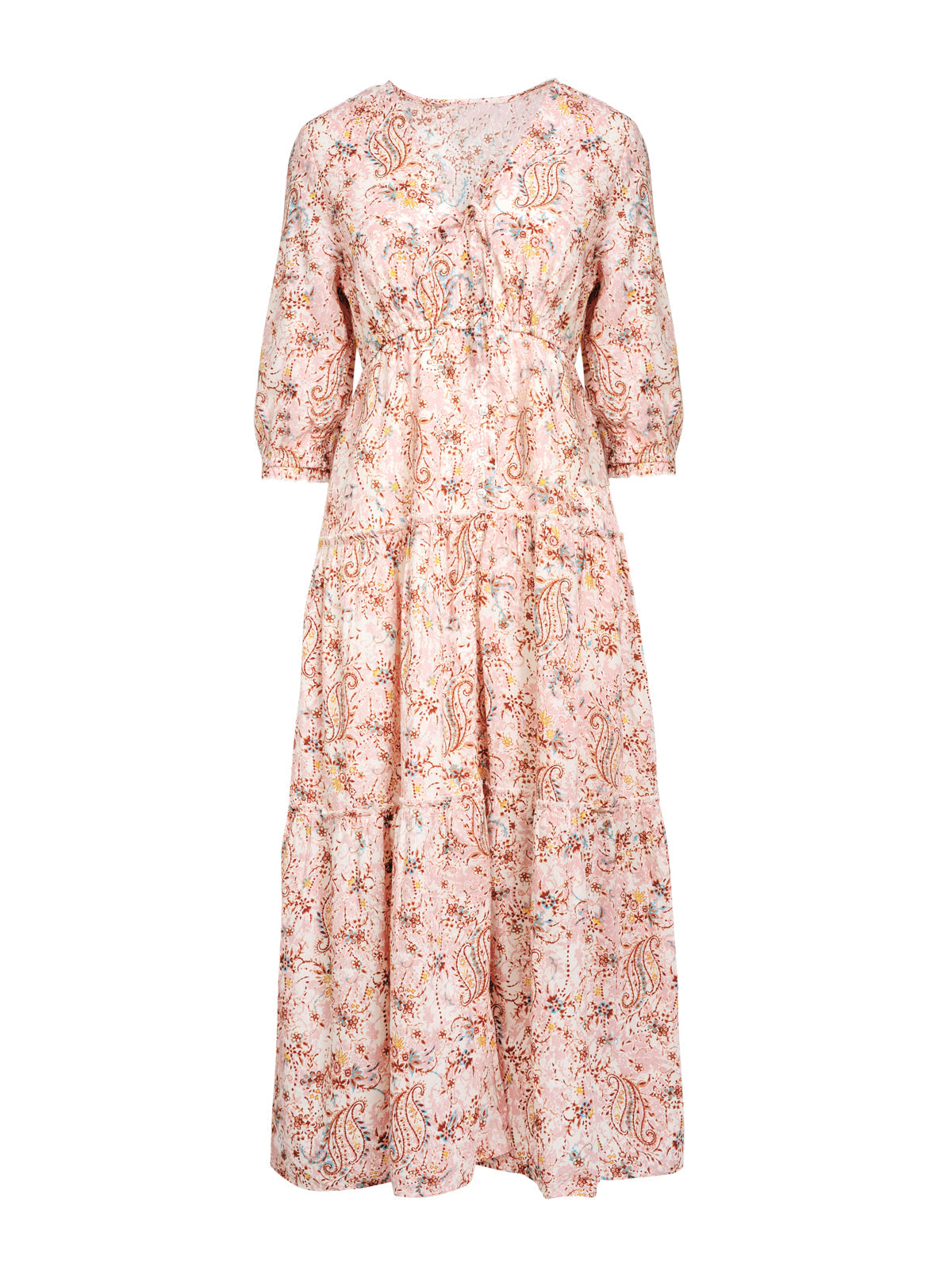 JS Jessica Simpson Sosa Tiered Dress in Shell-Calia Paisley