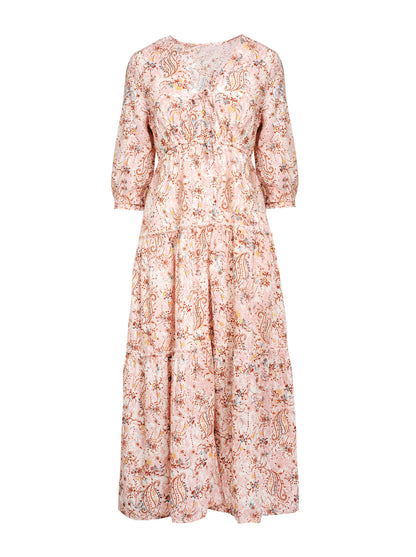JS Jessica Simpson Sosa Tiered Dress in Shell-Calia Paisley