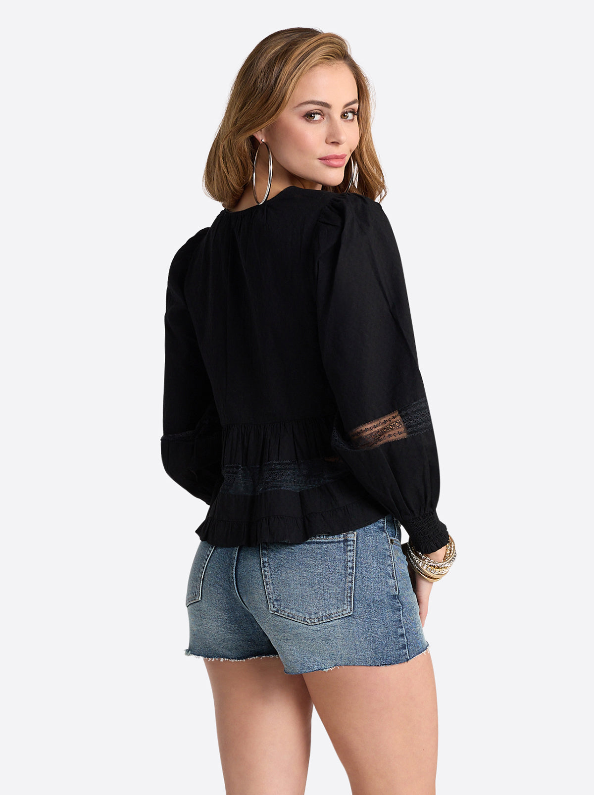 Elsie Babydoll Blouse in Black