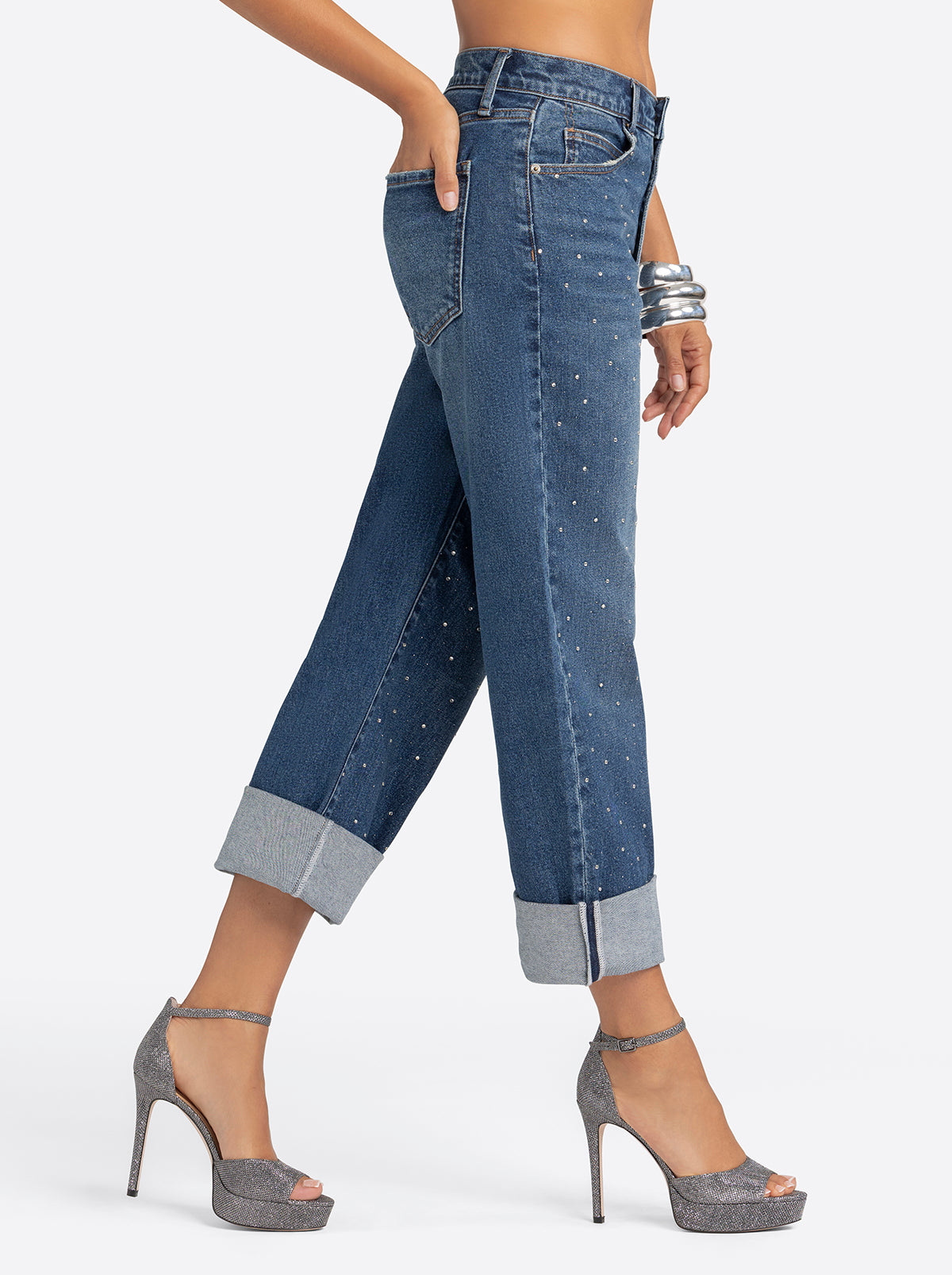 Jessica Simpson 2.0 Embellished Boyfriend Jeans in Thorn
