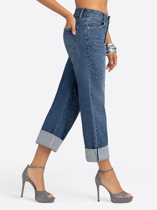 Jessica Simpson 2.0 Embellished Boyfriend Jeans in Thorn