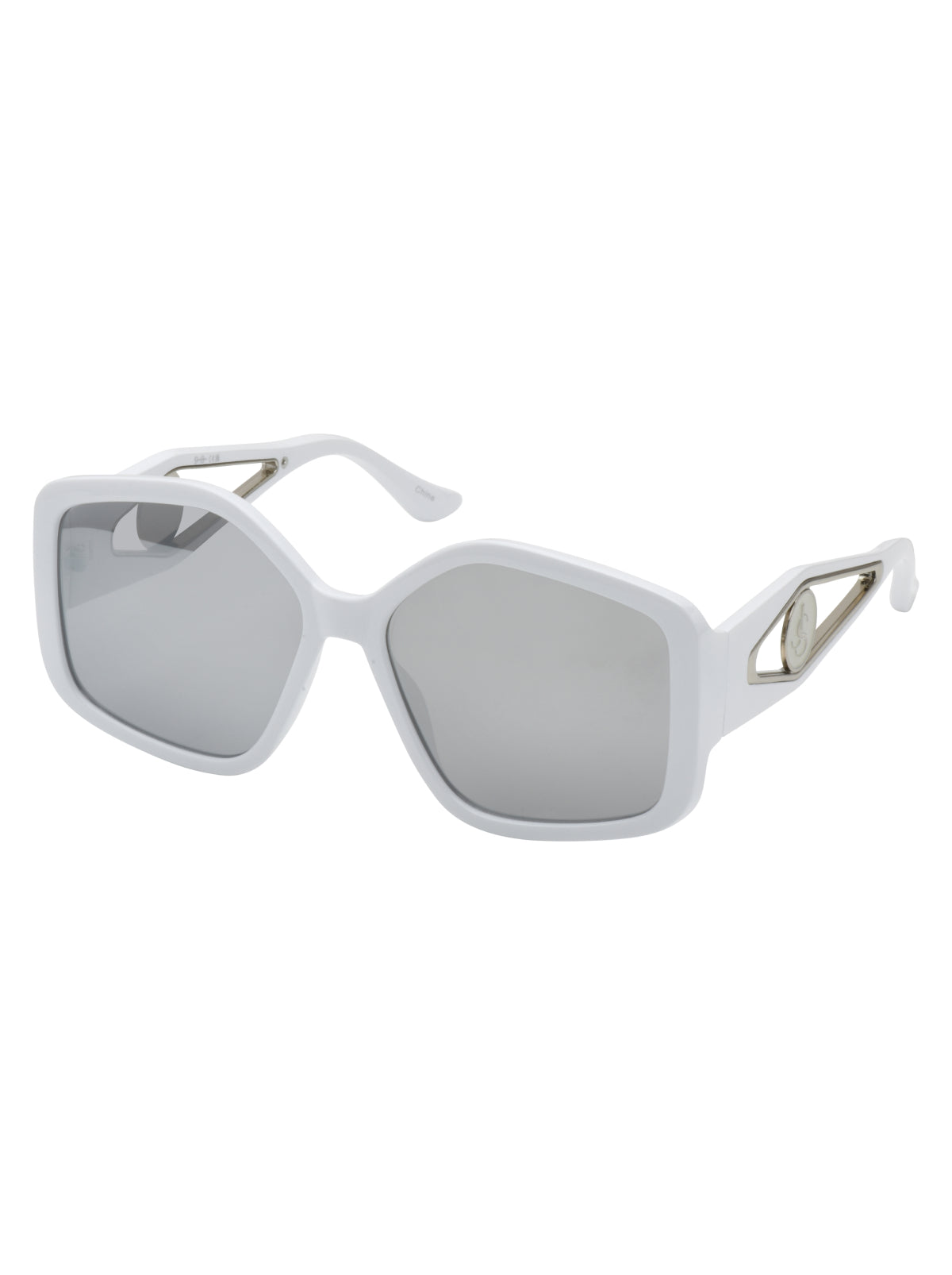 Oversized Geometric Sunglasses in White