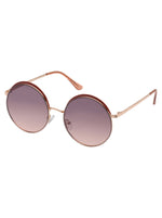 Vintage Round Metal Sunglasses in Rose Gold & Tan
