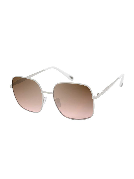 Glam Metal Square Sunglasses in Silver & White
