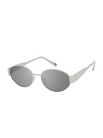 Slim Metal Oval Sunglasses in Matte Silver