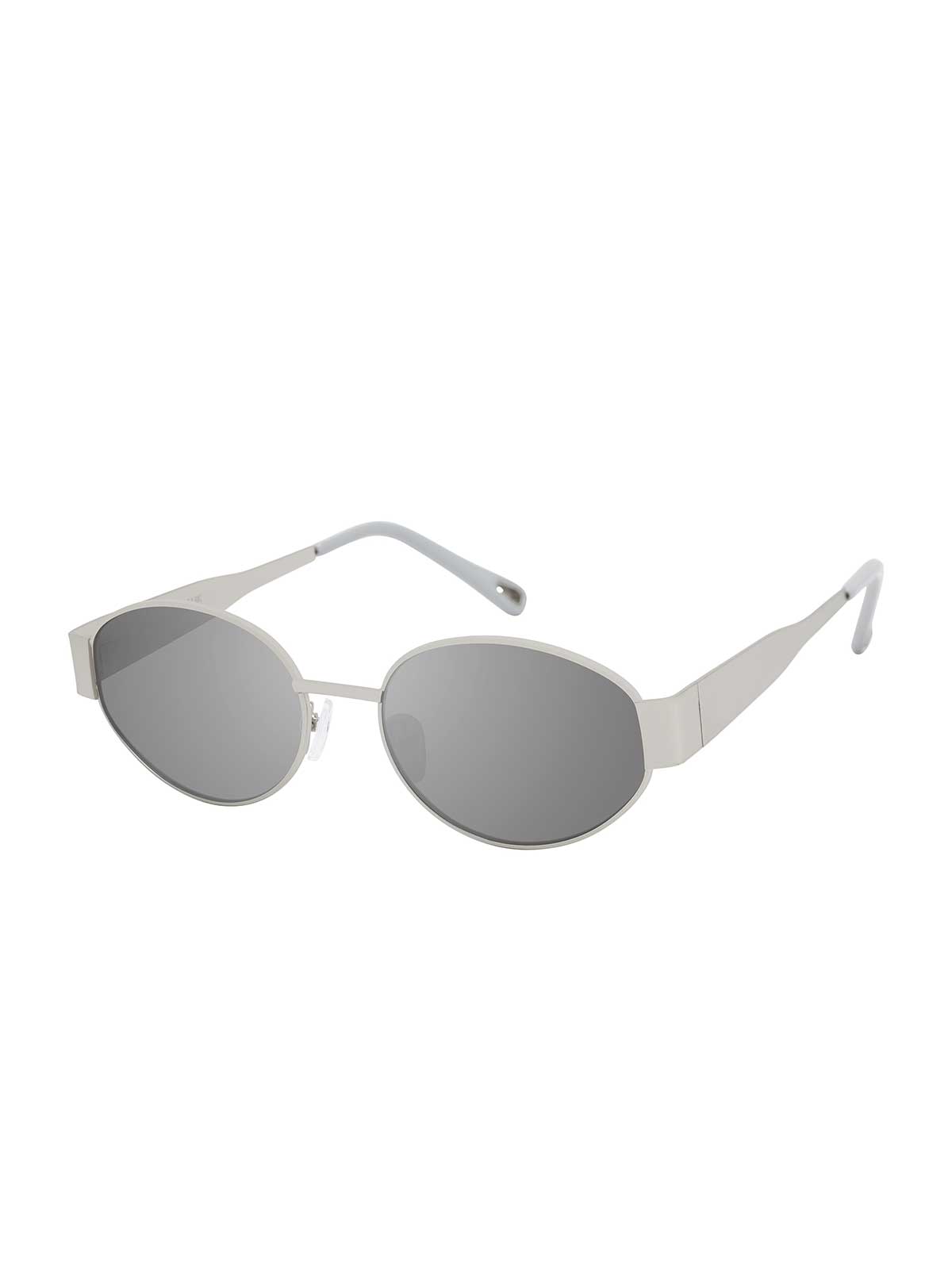Slim Metal Oval Sunglasses in Matte Silver