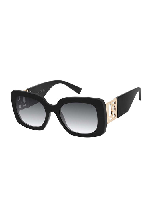 Glamorous Square Logo Temple Sunglasses in Black