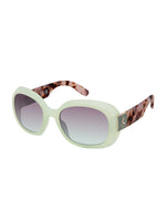 Quilted Temple Oval Sunglasses in Olive & Oatmeal