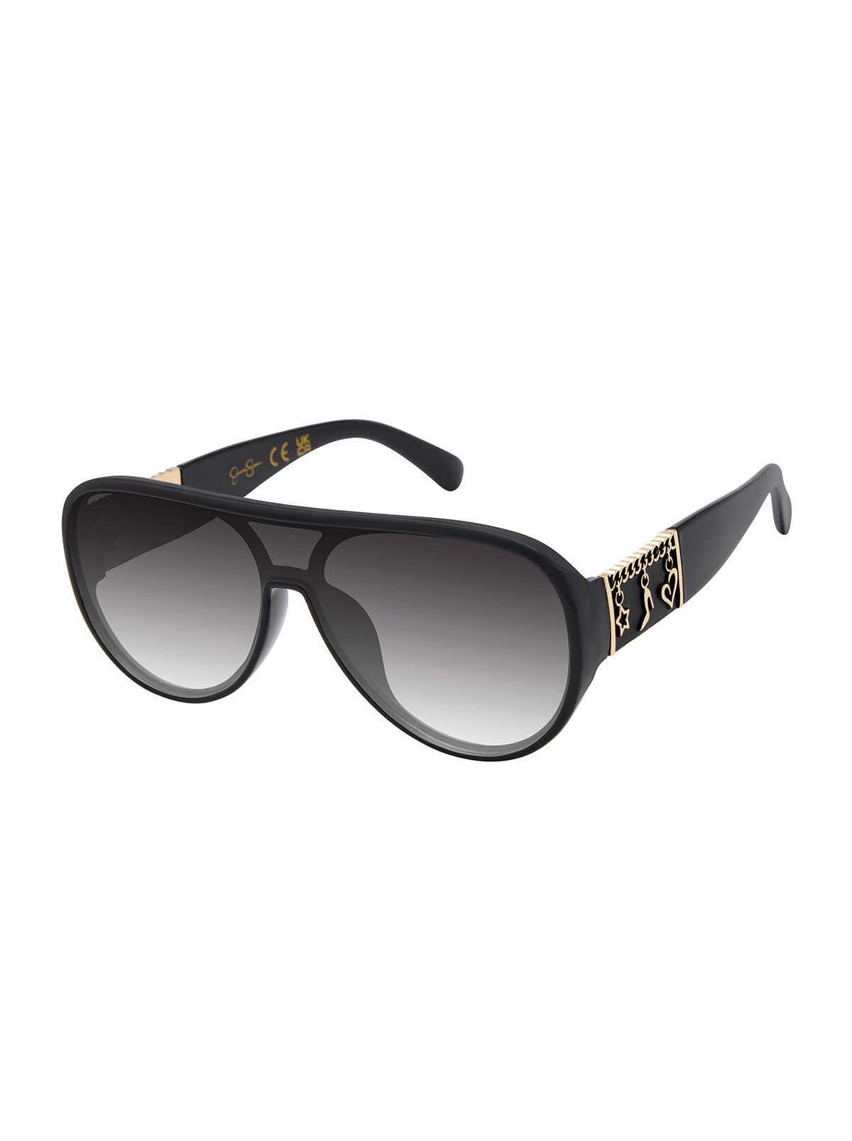 Golden Charm Aviator Sunglasses in Black