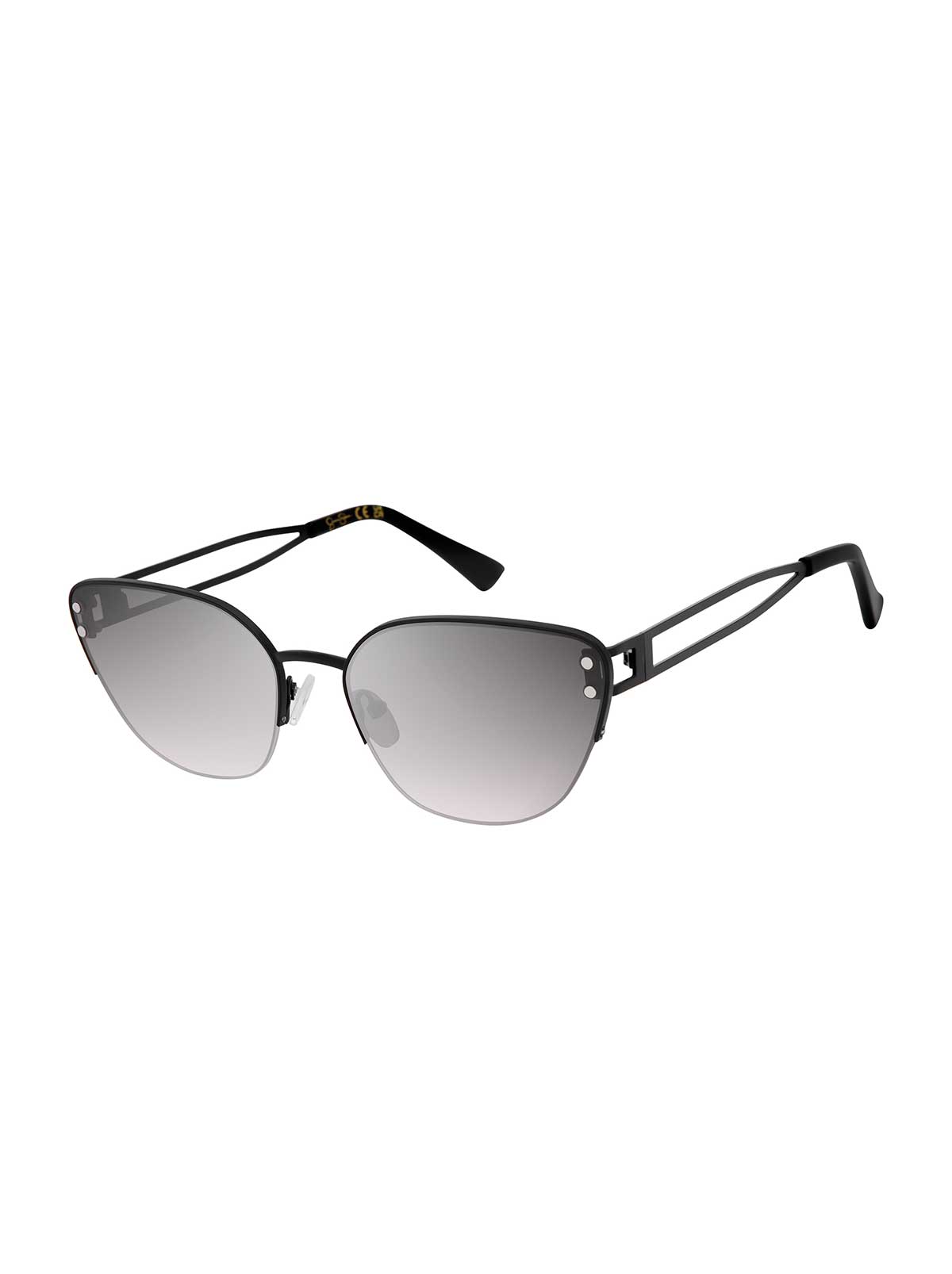 Metal Cutout Cat Eye Sunglasses in Blackout