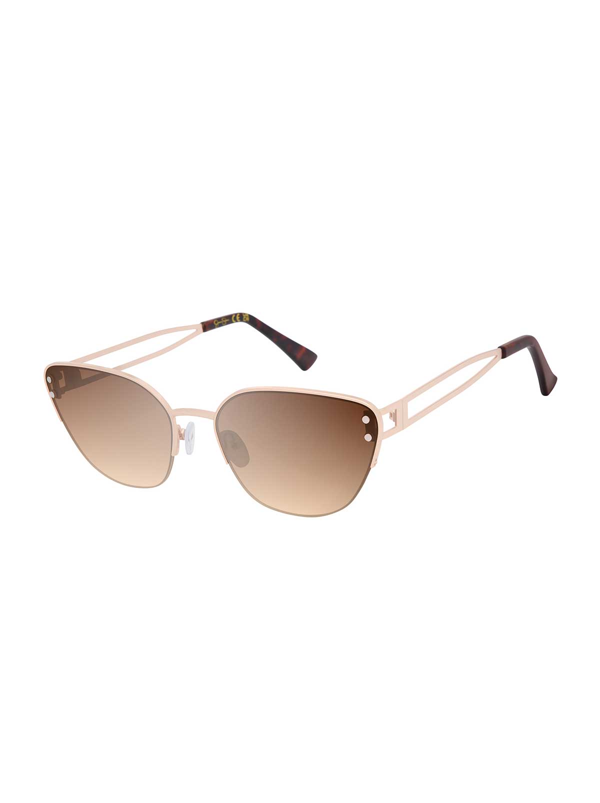 Metal Cutout Cat Eye Sunglasses in Gold Tortoise