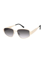 Polished Metal Oval Sunglasses in Gold Black