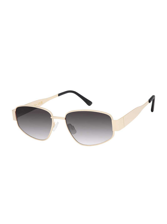 Polished Metal Oval Sunglasses in Gold Black