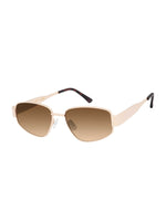 Polished Metal Oval Sunglasses in Gold Tortoise