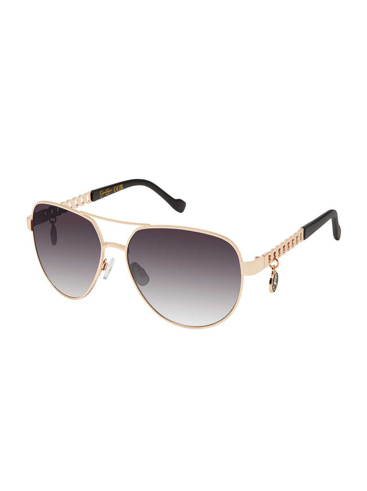 Chain Aviator Detail Sunglasses in Gold Black