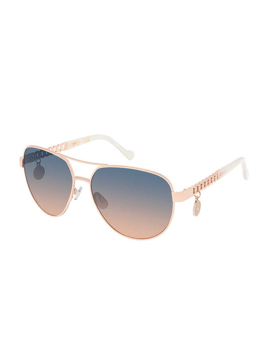 Chain Aviator Detail Sunglasses in Rose Gold