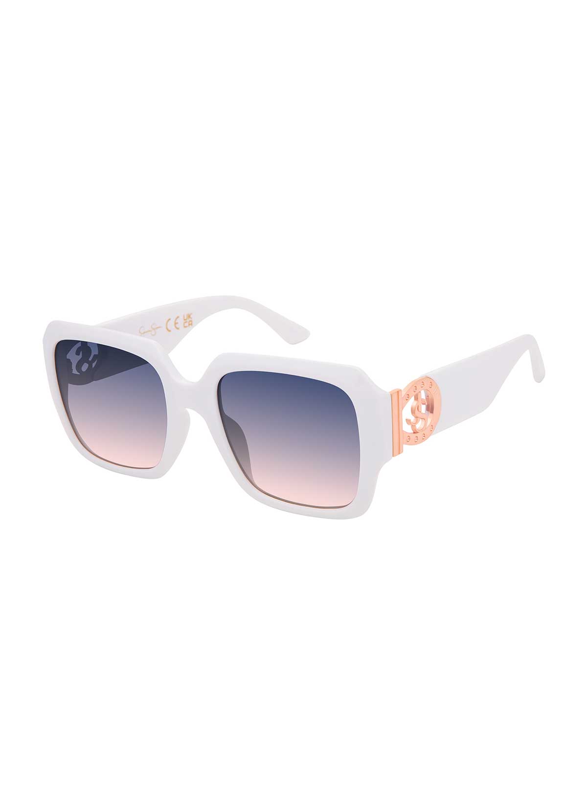 Bold Square Logo Sunglasses in White