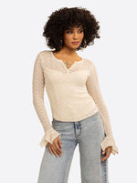 JS Jessica Simpson Tie Lace Top in Whitecap Gray