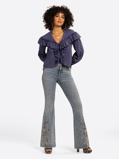 JS Jessica Simpson Daphne Blouse in Deep Cobalt