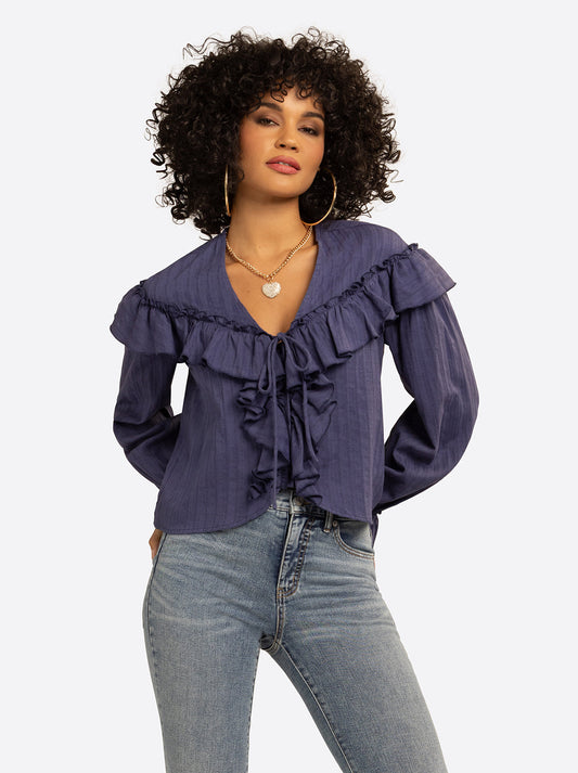 JS Jessica Simpson Daphne Blouse in Deep Cobalt