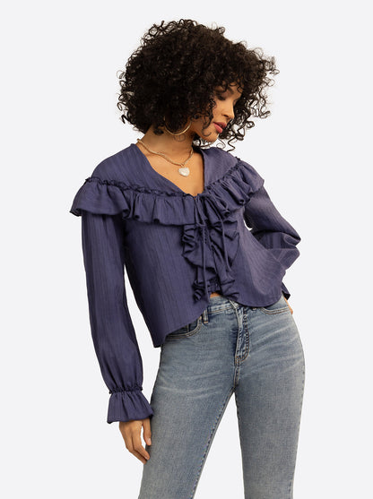 JS Jessica Simpson Daphne Blouse in Deep Cobalt