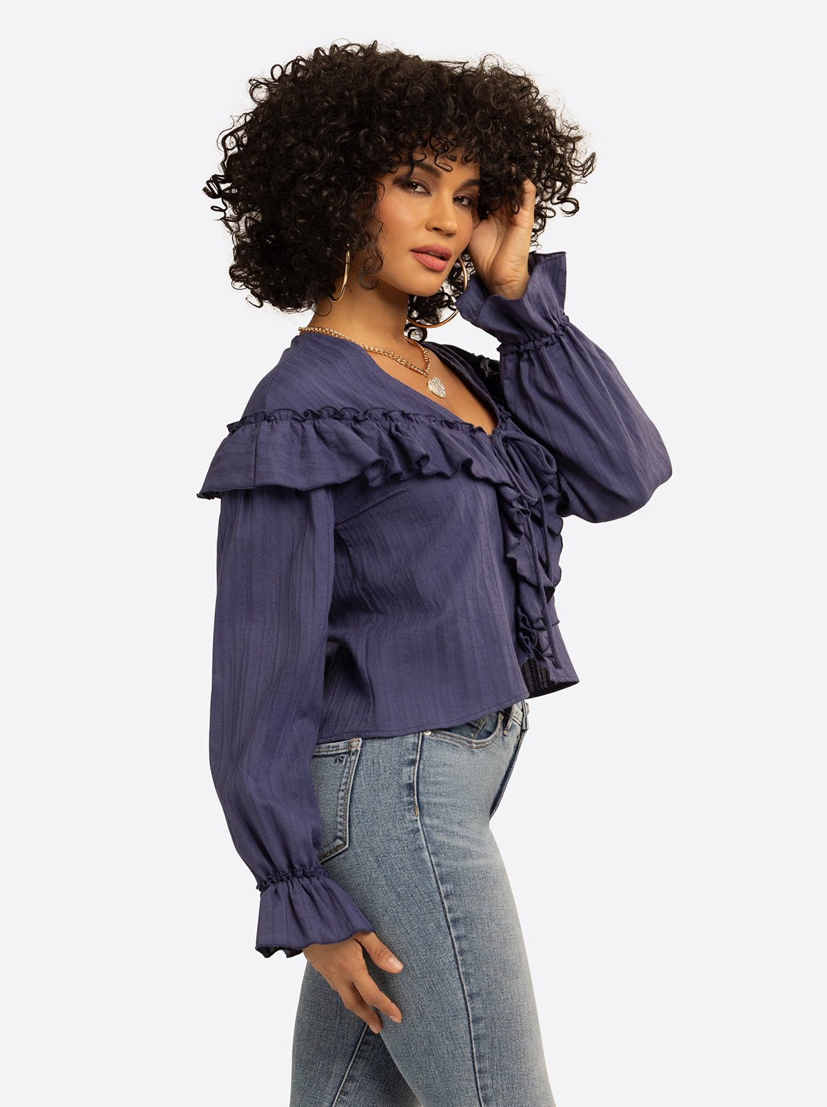 JS Jessica Simpson Daphne Blouse in Deep Cobalt