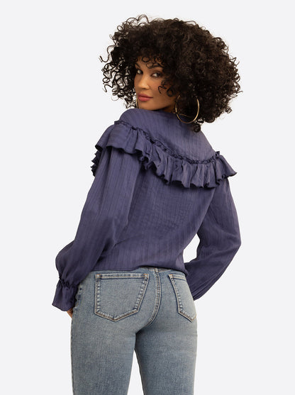 JS Jessica Simpson Daphne Blouse in Deep Cobalt