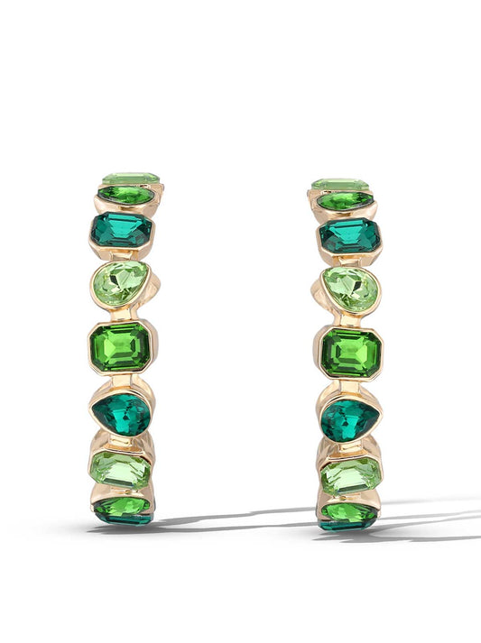 Multi-Green Gem Hoop Earrings
