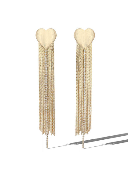 Heart Top Tassel Earrings